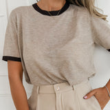 Taupe Dark Brown Accent Karima T-Shirt