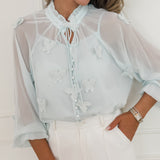 Turquoise Marjorie Butterfly Blouse