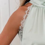 Mintgreen Lace Long Halterneck Bow Dress