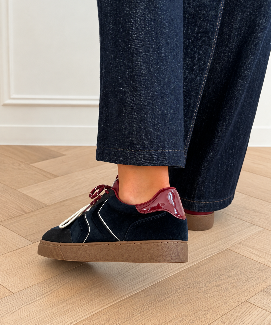 PRE ORDER Navy Bordeaux Detail Frida Sneaker