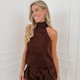 Dark Brown Suede Puffy Imani Short