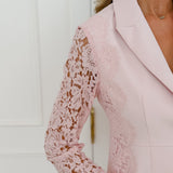 Soft Pink Emory Lace Sleeve Blazer