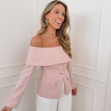 Light Pink Francene Off Shoulder Blazer