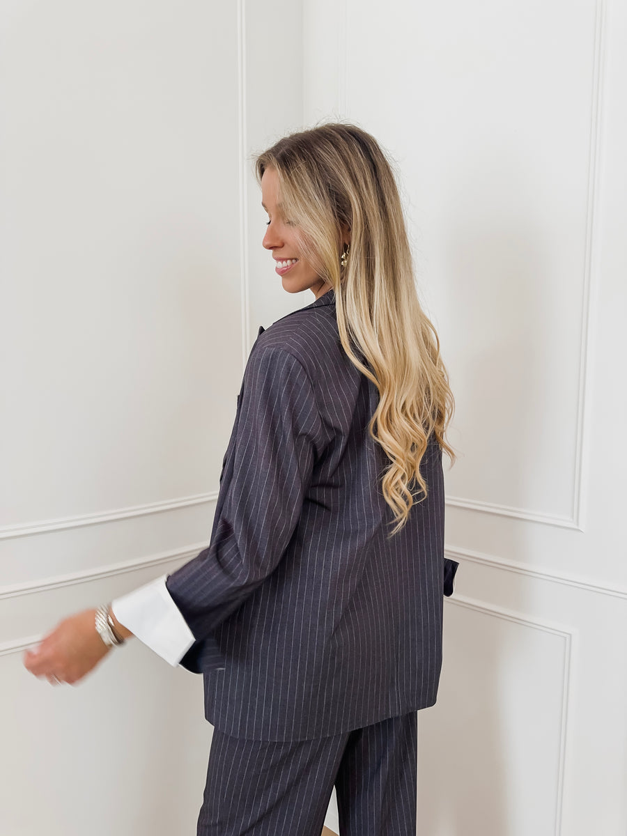 Grey Striped Ariana Blazer