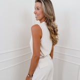 Cream Daniella Sleeveless Braided Trim Top