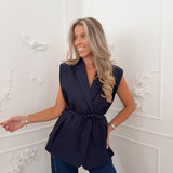 Navy Sleeveless Jasmine Blazer