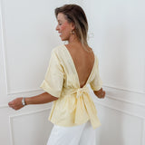 Yellow Open Back Bow Top