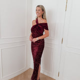 Burgundy Cecilia Velvet Sequin Dress