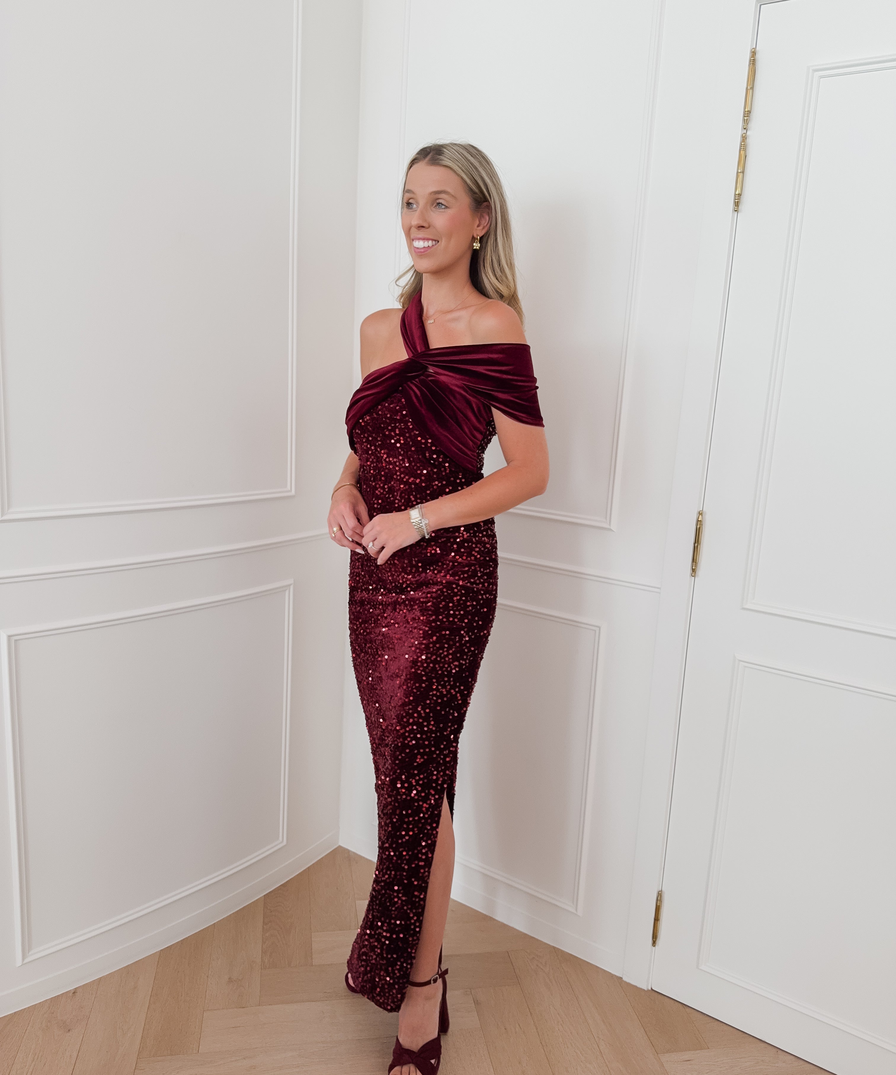 Burgundy Cecilia Velvet Sequin Dress