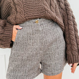 Brown White Sparkle Herringbone Short