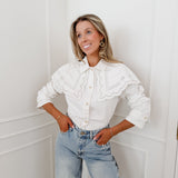 Cream Miliana Embroidery Cape Jacket