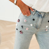 Blue Maeve Flower Bedazzled Jeans