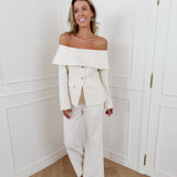 Cream Francene Off Shoulder Blazer