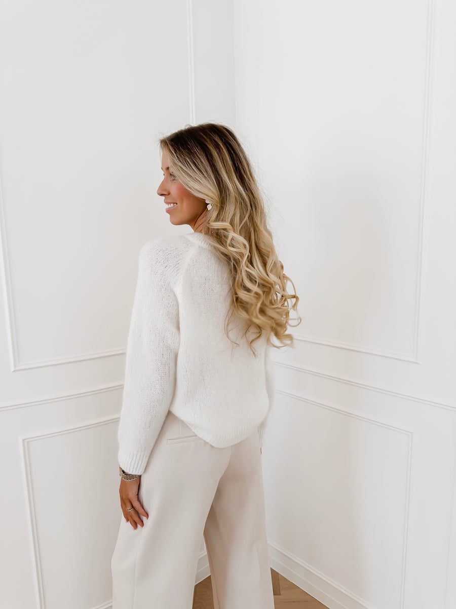 Crème One Open Shoulder Sweater