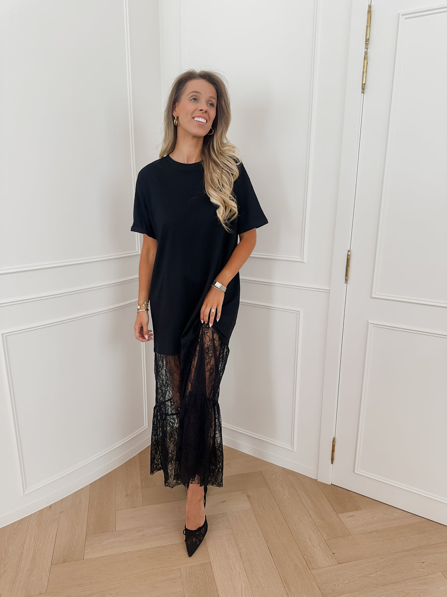 Black Shirt Lace Dress
