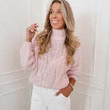 Pink Nancy Cable Mohair Sweater