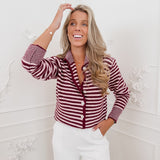 Bordeau Pink Striped Kitty Sweater