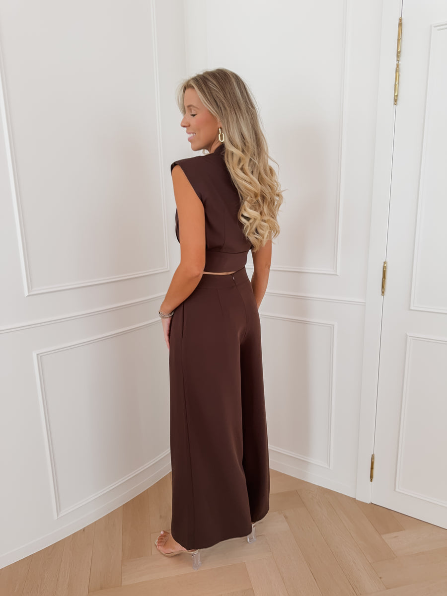 PRE ORDER Brown Emmy Golden Belt Trouser