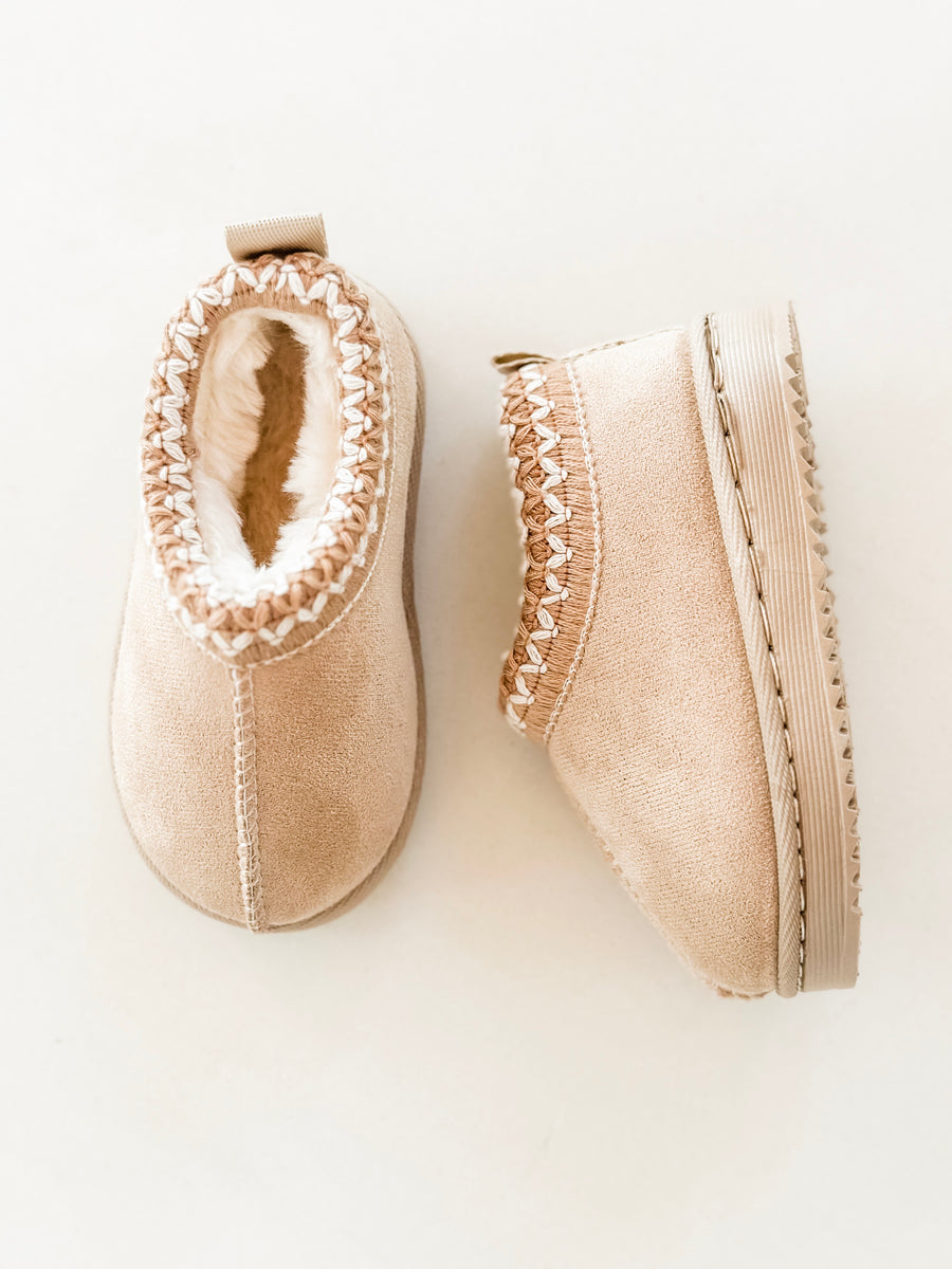 BABY - Beige Suede Cosy Slippers Small Sizes