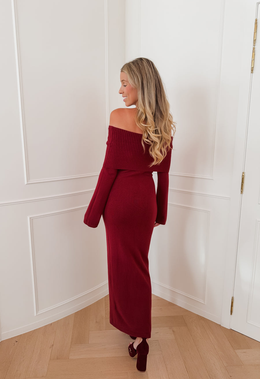 Wine Red Caroline Bandeau Dress