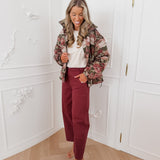 Washed Burgundy Clementine Patch Detail Trouser