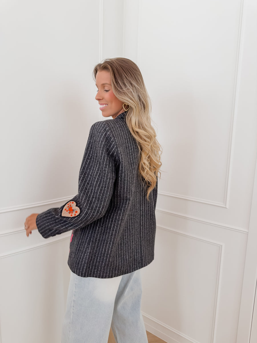 Dark Grey Patches Blazer