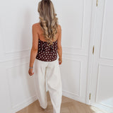 Brown Polka Dots Rose Kaylie Top