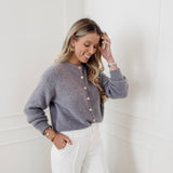 Grey Golden Button LONG SLEEVE Gilet