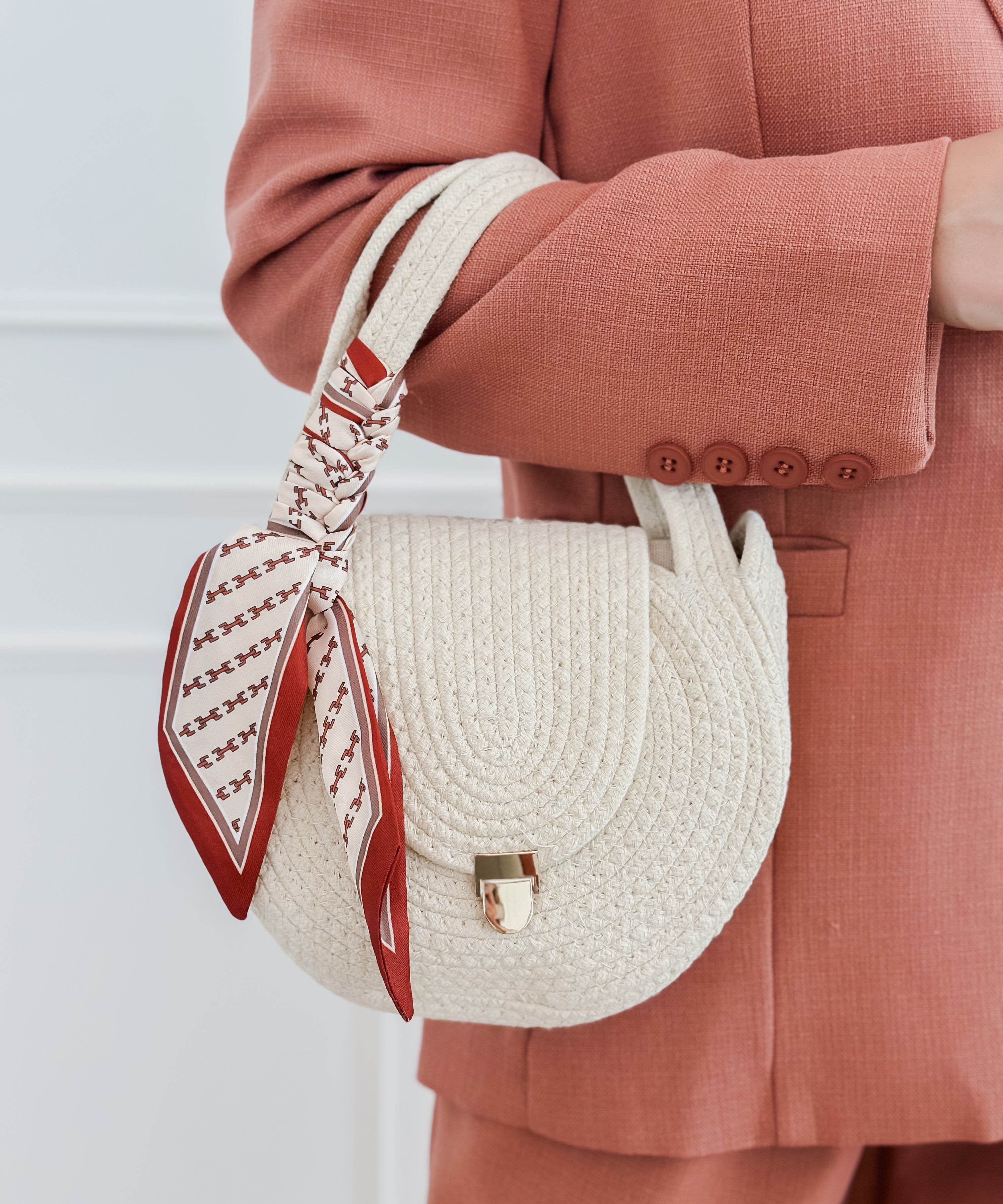 Beige Bordeaux Scarf Bag