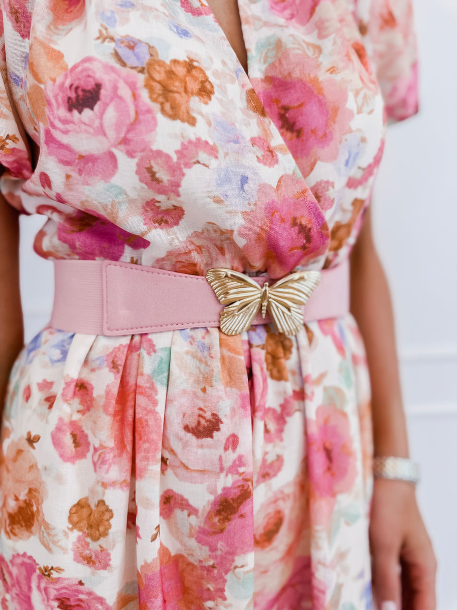 Golden Butterfly PINK Stretch Belt