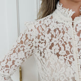 PRE ORDER Cream Coraline Lace Pearl Buttons Blouse
