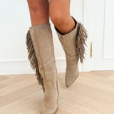 Taupe Side Ruffle Boots