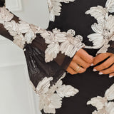 Black Champagne Flower Dress