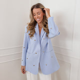 Light Blue Silver Heart Studs Blazer