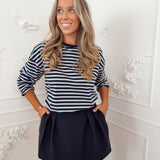 Navy Grey Katarina Long Sleeve Top