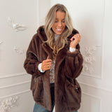 PRE ORDER Brown Gaelle Faux Fur Coat