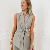 Nana Kaki Sleeveless Blazer