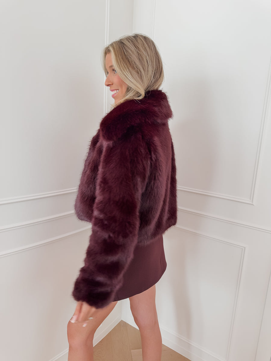 Deep Burgundy Lolita Faux Fur Jacket