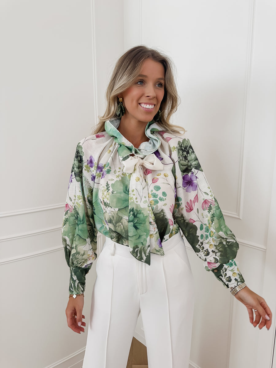Green Botanic Collar BLOUSE