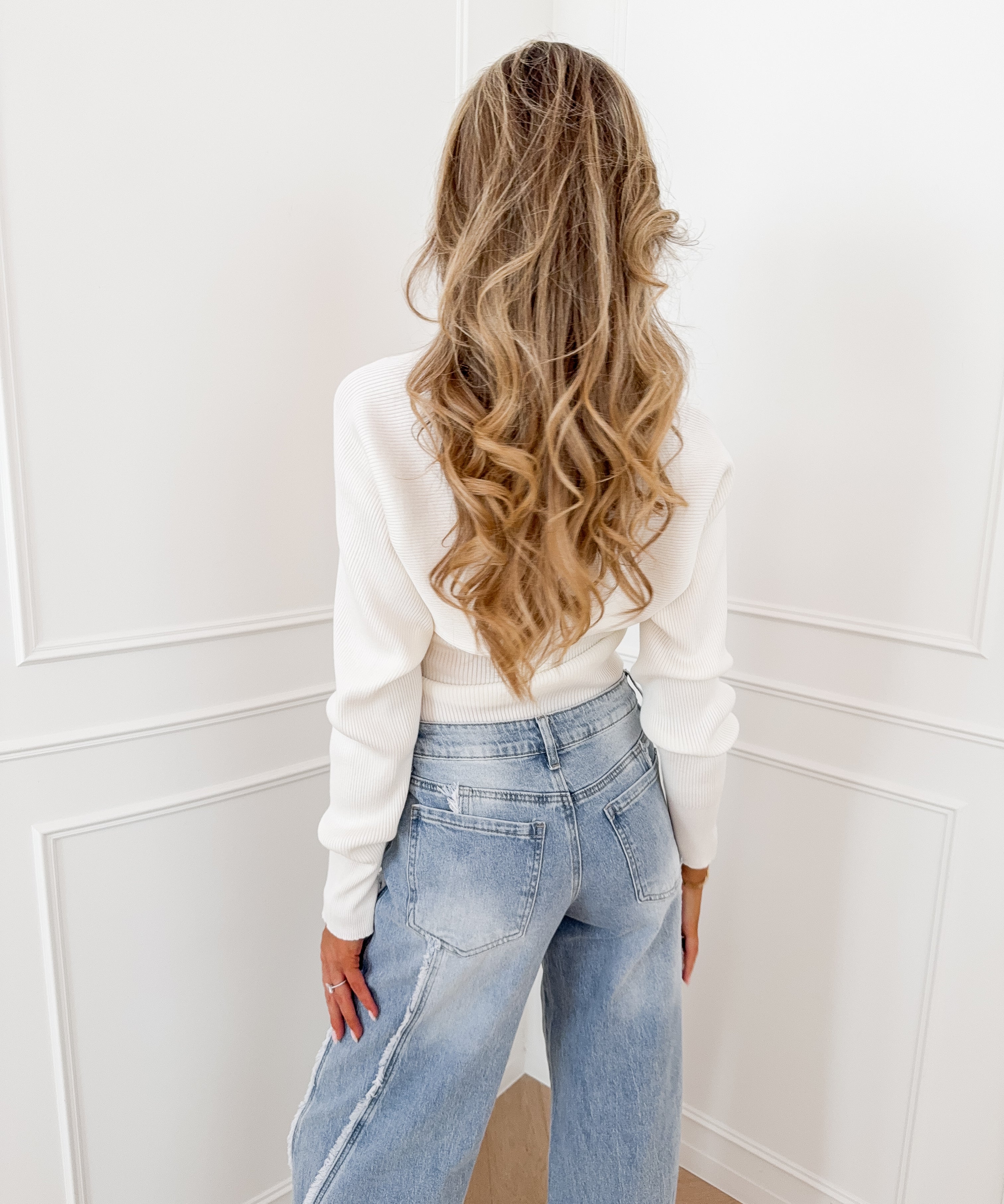 White Laila Ribbed Sweater Set