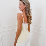 Yellow Felicity Satin Lace Asymmetric Top