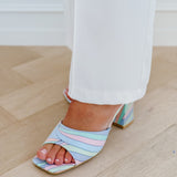 Pastel Jocelynn Satin Wavy Striped Heels