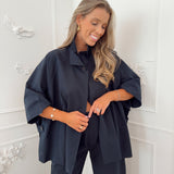 Navy Angie Poncho Jacket