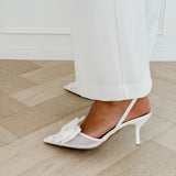 White Lace Bow Lara Heels