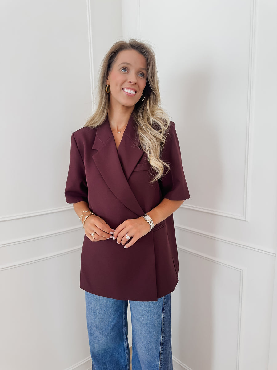PRE ORDER Burgundy Short Sleeve Julia Blazer