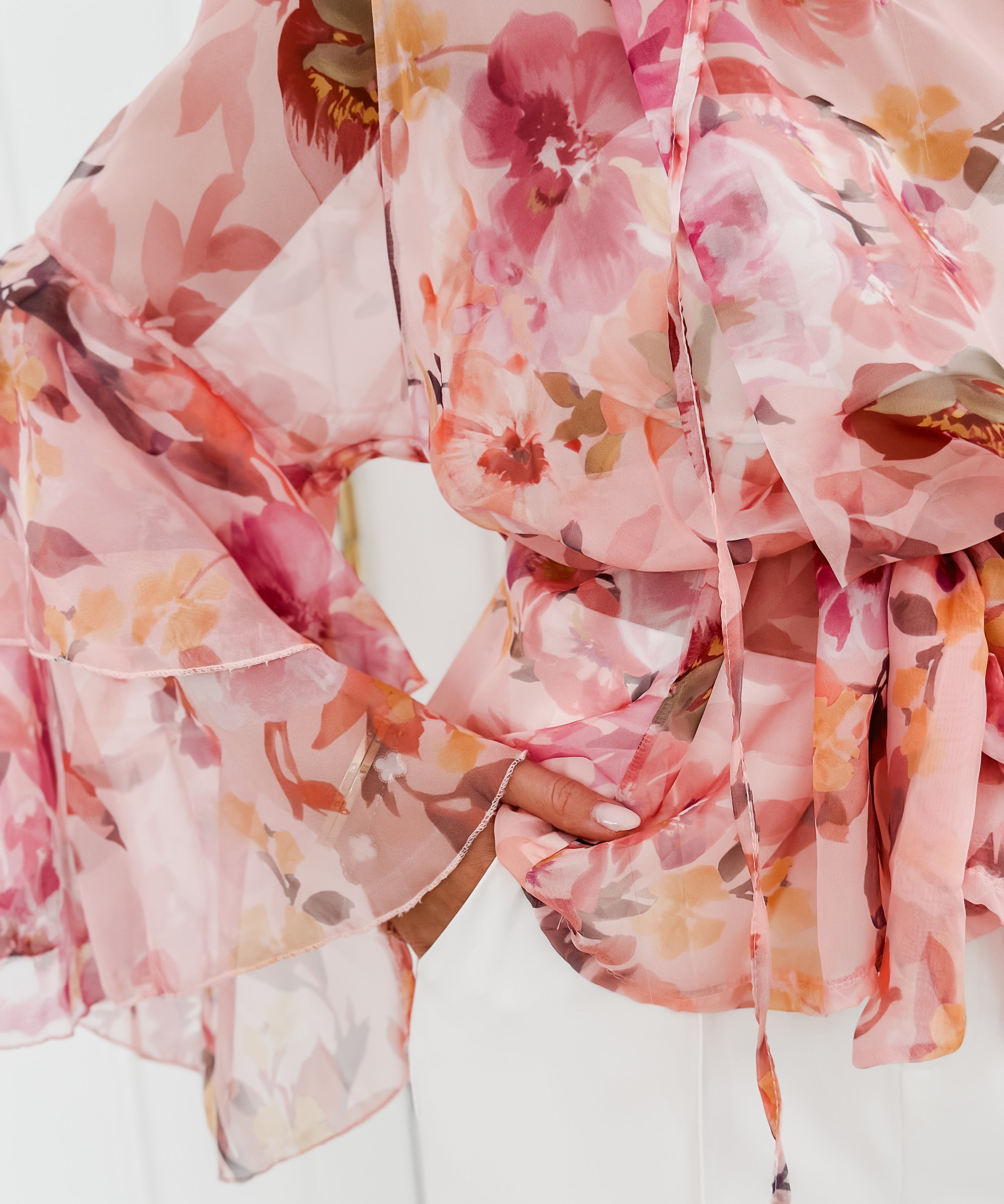 Pink Flowy Flower Blouse