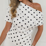 White Black Polka Dots Emmelie Top