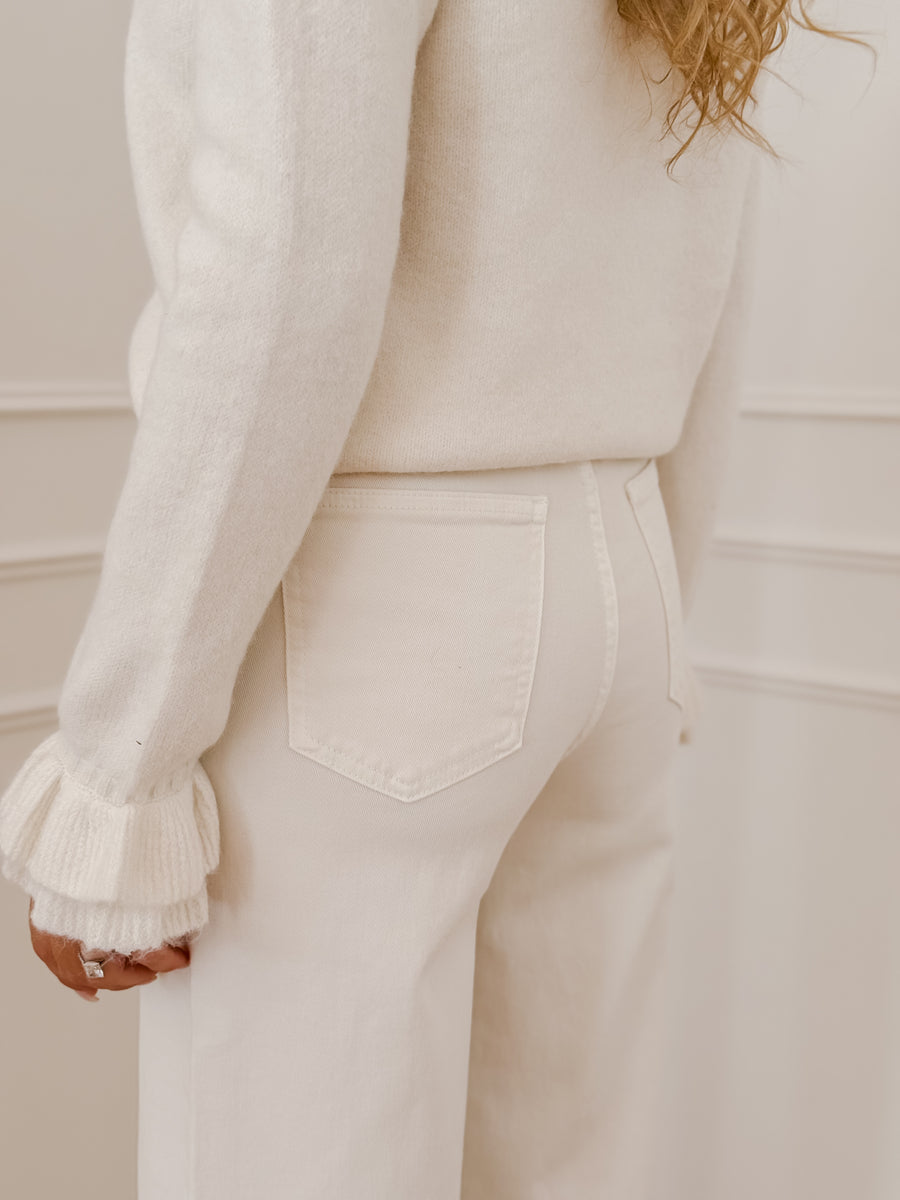 Crème Detail Flower Jeans