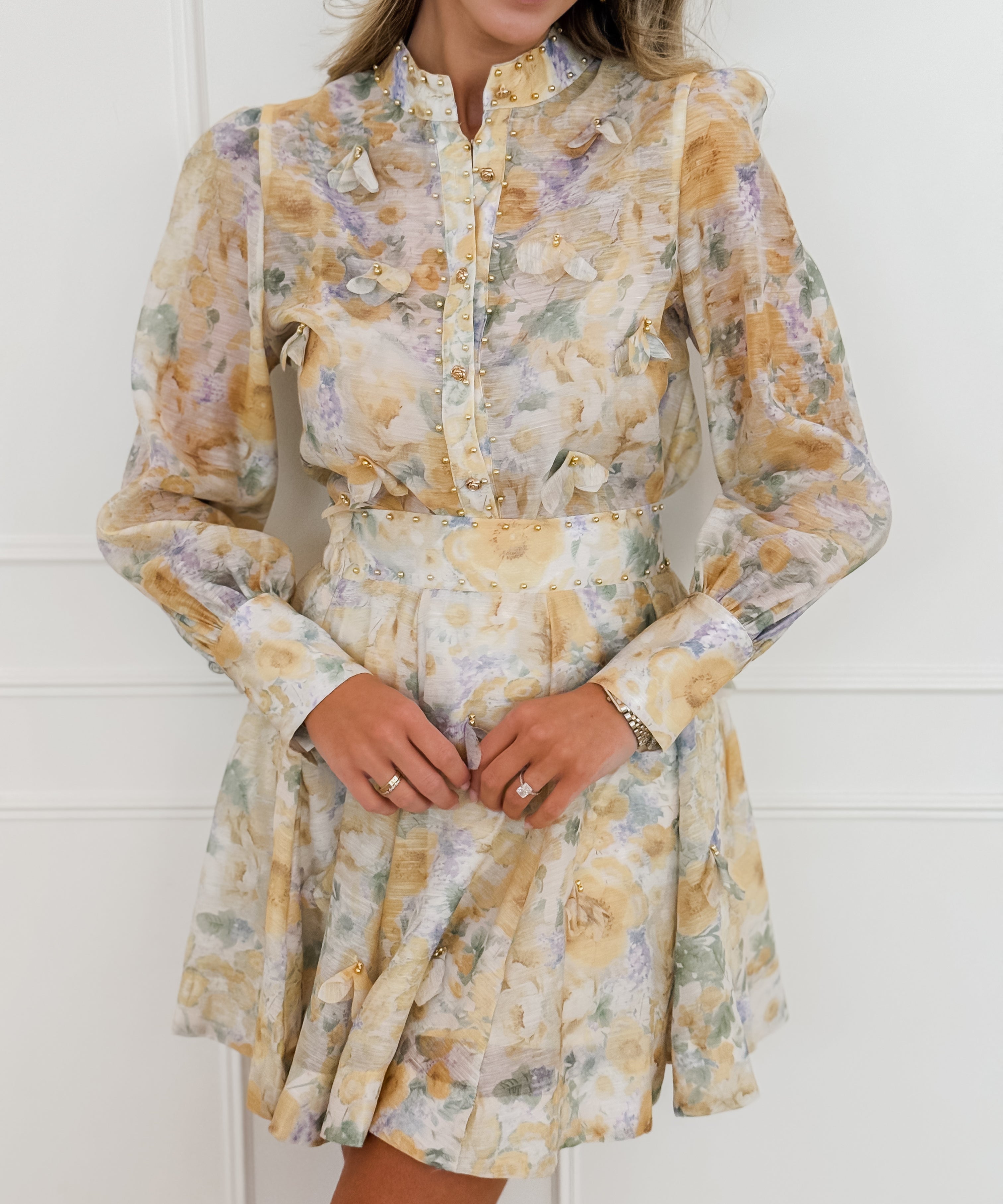 Yellow Eliette Golden Pearl Floral Ensemble