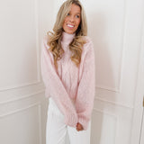 Pink Nancy Cable Mohair Sweater